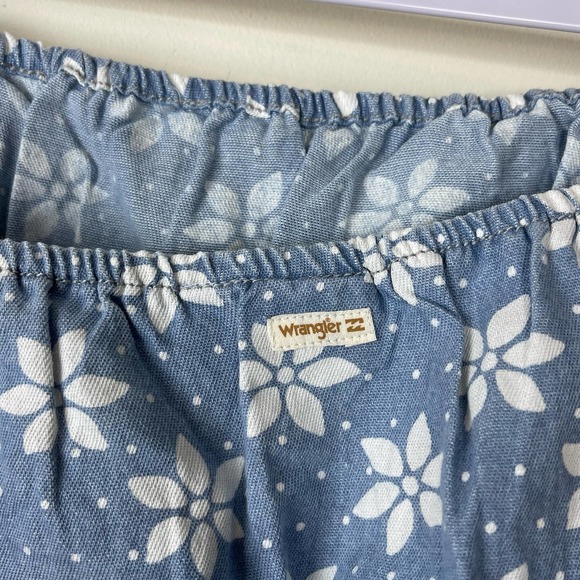 Billabong X Wrangler Blue Perfect Pair Tie Strap Floral Denim Crop Top NWT Large - Picture 7 of 8